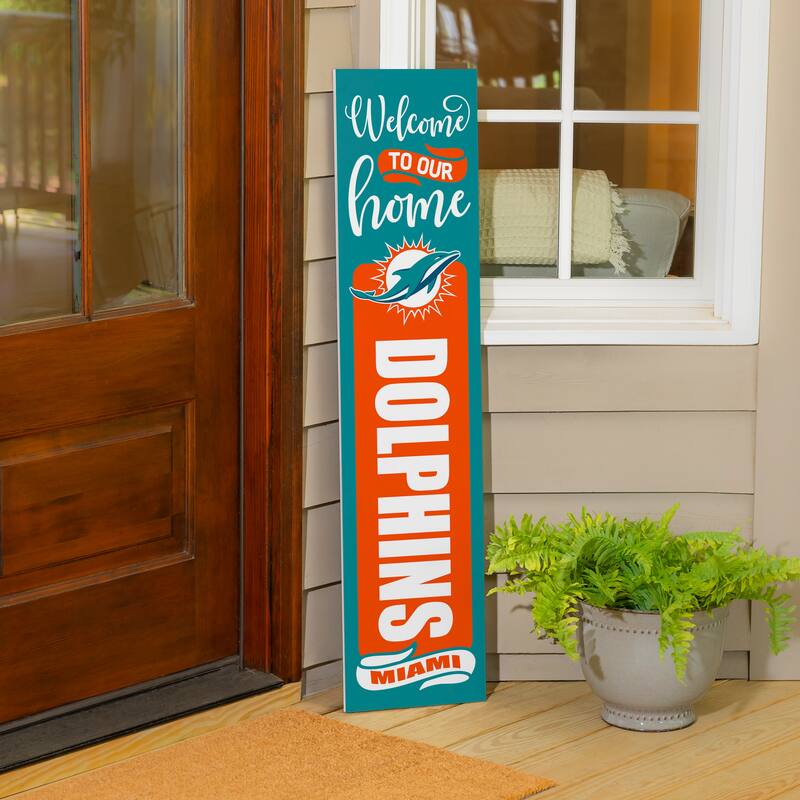 47" Double Sided Seasonal Porch Leaner, Miami Dolphins - 47" x 11.25"