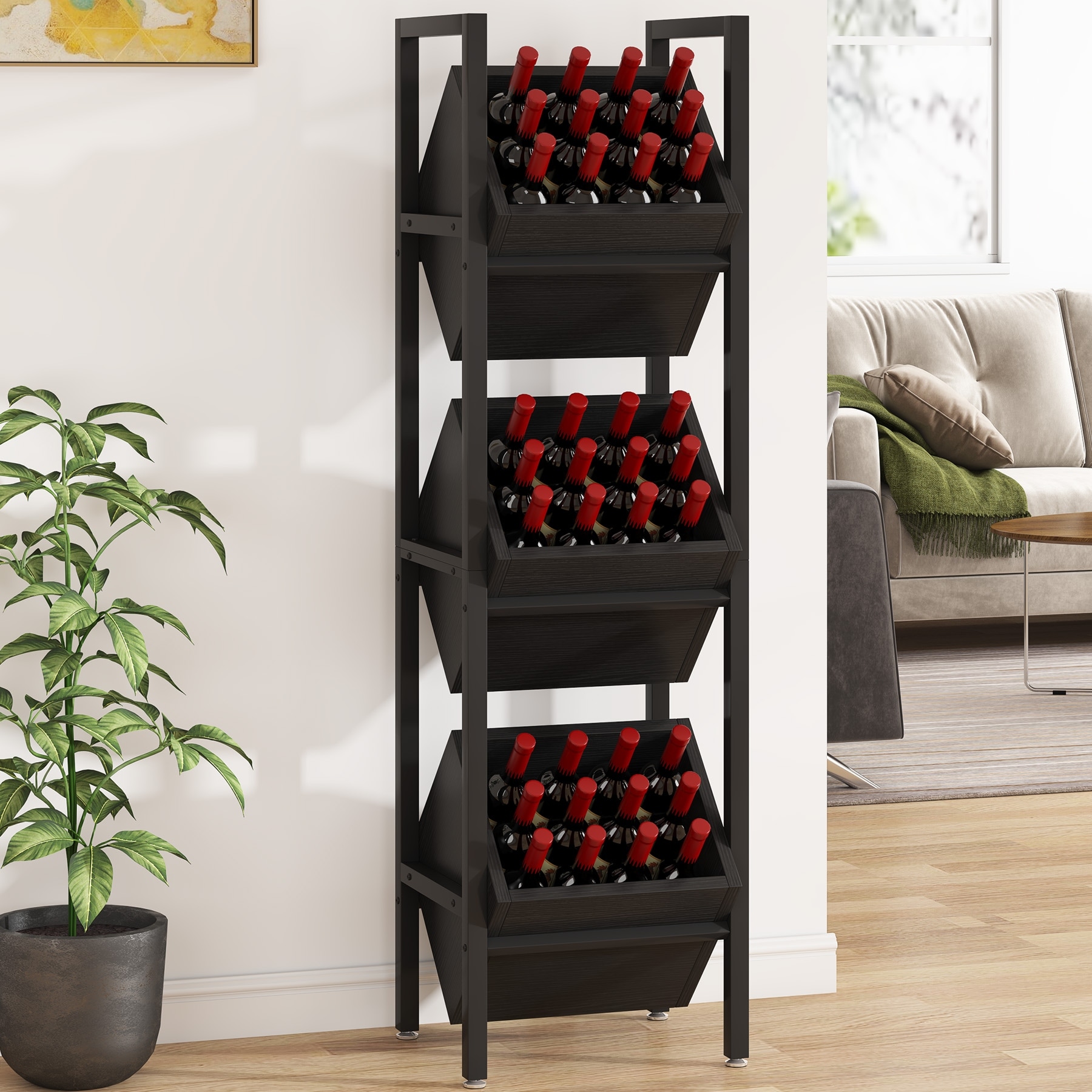 Freestanding Floor Wine Rack Wine Holder Display Shelf for Kitchen, Pantry, Cellar