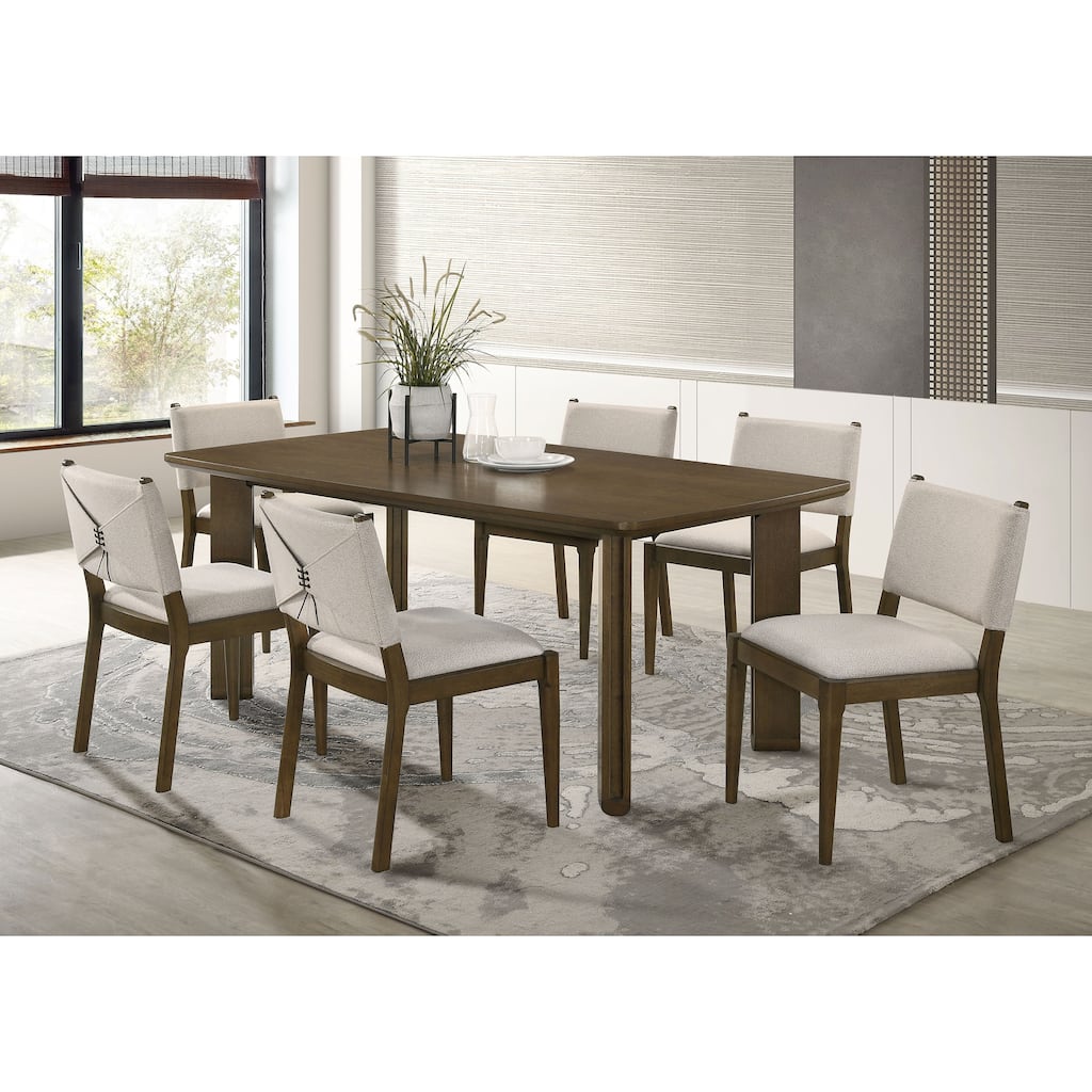 Ottowa 7-Piece Rectangular Wood Dining Room Table Set Brown