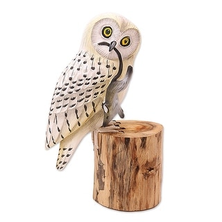 Novica Handmade Snow Owl Wood Statuette - Bed Bath & Beyond - 39109206