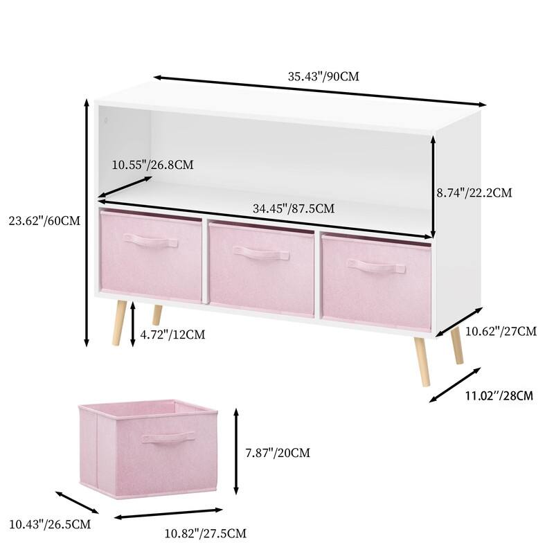 Kids' Bookcase with Collapsible Fabric Drawers – Children's Book Display & Toy Storage Organizer‌
