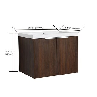 24/30/36 Inch Wall Mounted Single Bathroom Vanity with Resin Vanity Top in Walnut / Oak