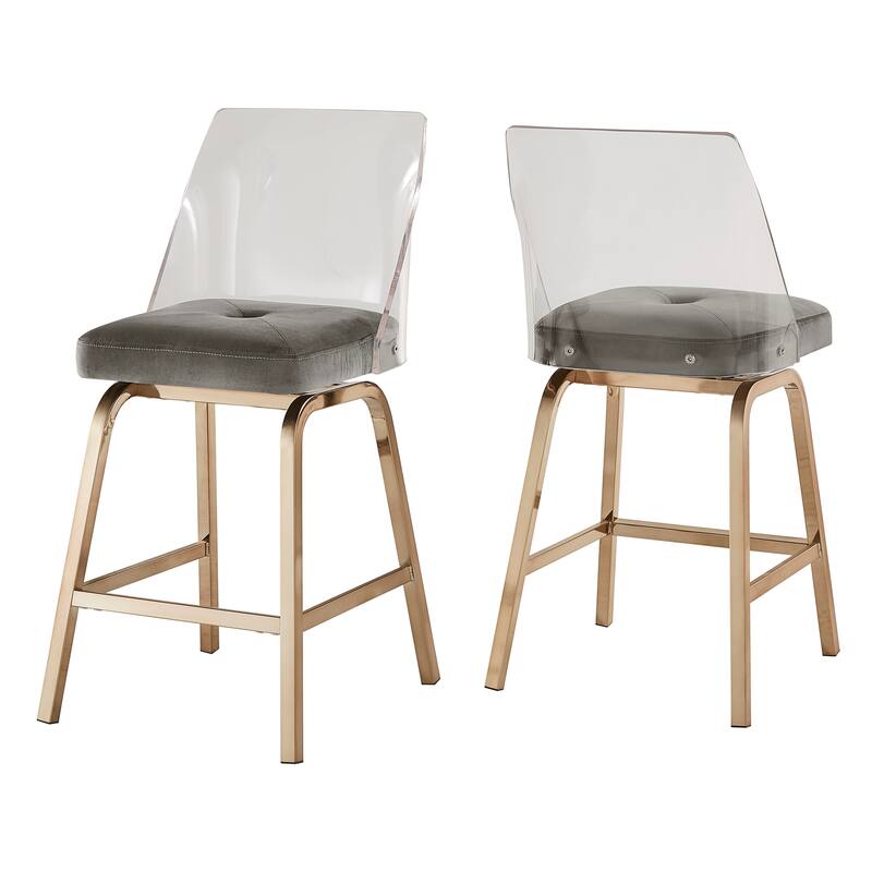 Lennox Velvet Counter Height Stools (Set of 2) by iNSPIRE Q Bold