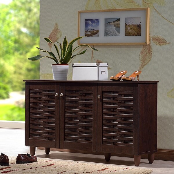 Strick & Bolton Vadym Dark Brown 3-door Shoe Cabinet