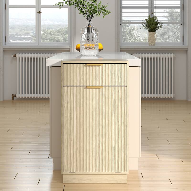 GDFStudio - Harper 13-Gallon Woodgrain Tilt-Out Cabinet with Textured Drawer & Hidden Waste Bin - 10-Gallon