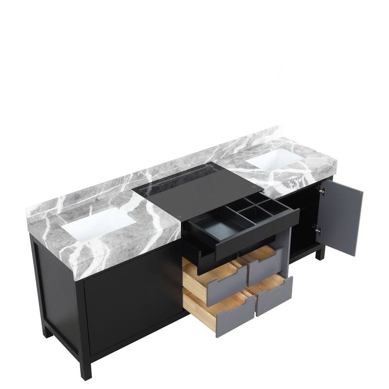 Lexora Zilara Bathroom Vanity in Black and Grey With Contertop
