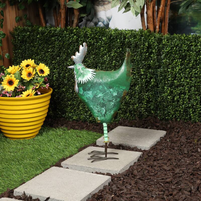 Metal Green Cottage Farm Hen Decor