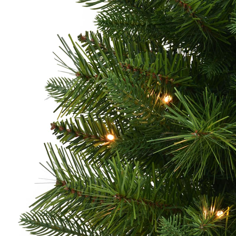 Puleo International Set of 2 3.5' Artificial Battery-Operated Pre-Lit Potted Oregon Fir Christmas Trees