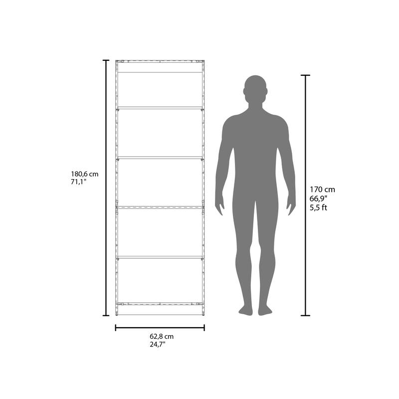 Home 4 Shelves Bookcase, Wide, With Multi-Tiered Storage, Display Shelves, Natural Oak