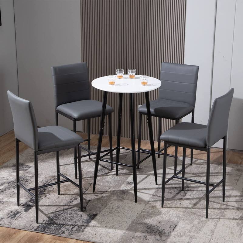 SICOTAS Counter Height Stools Set of 4 Modern PU Leather Bar Stools