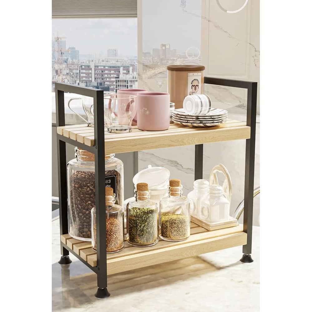 2-Tier Wooden Kitchen Organizer Shelf