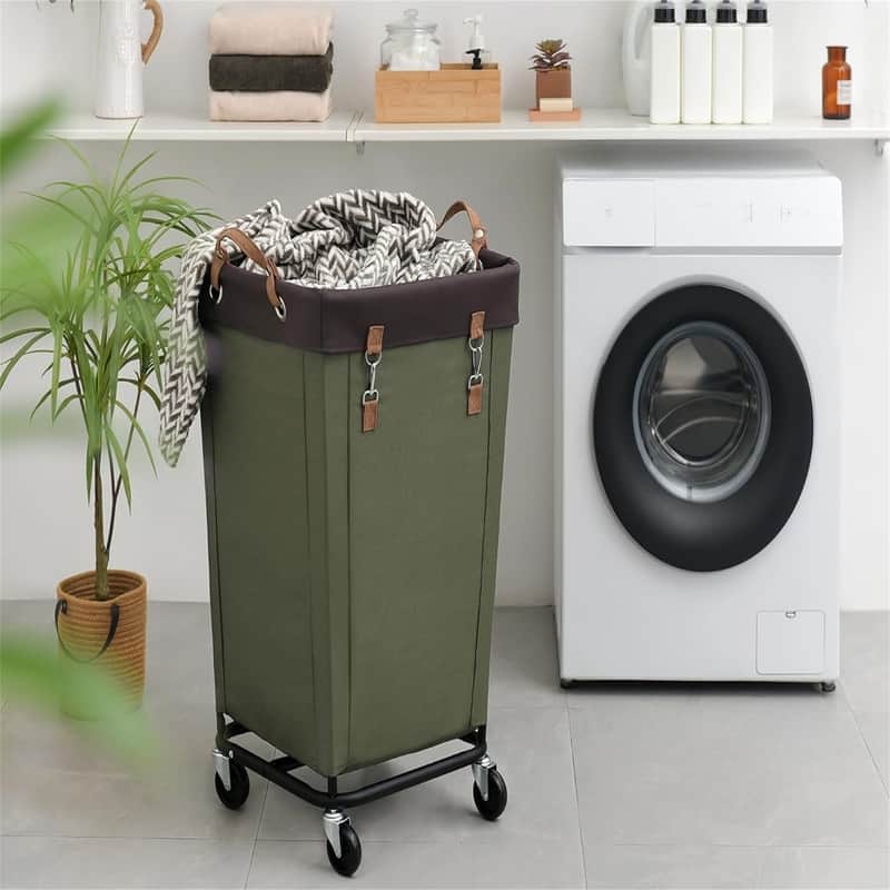 160L Large Hampers for Laundry Rolling Laundry Basket - 18"L x 18"W x 31"H