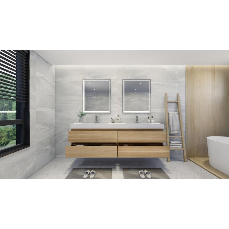 Baillie 84'' Wall-Mounted Vanity with Double Reinforced Acrylic Sink
