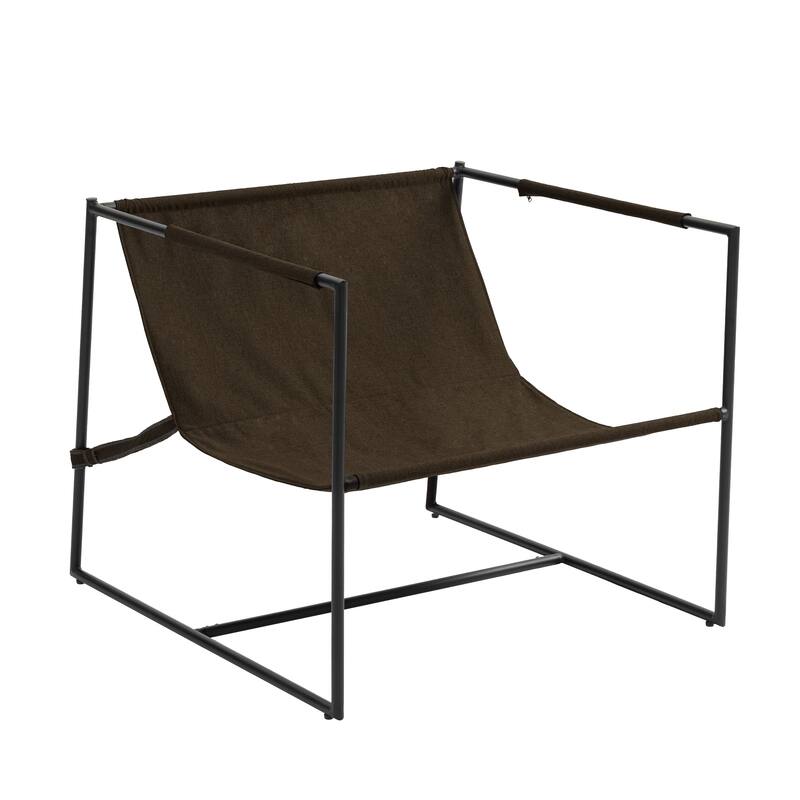 Modern Metal Frame Upholstered Sling Accent Armchair