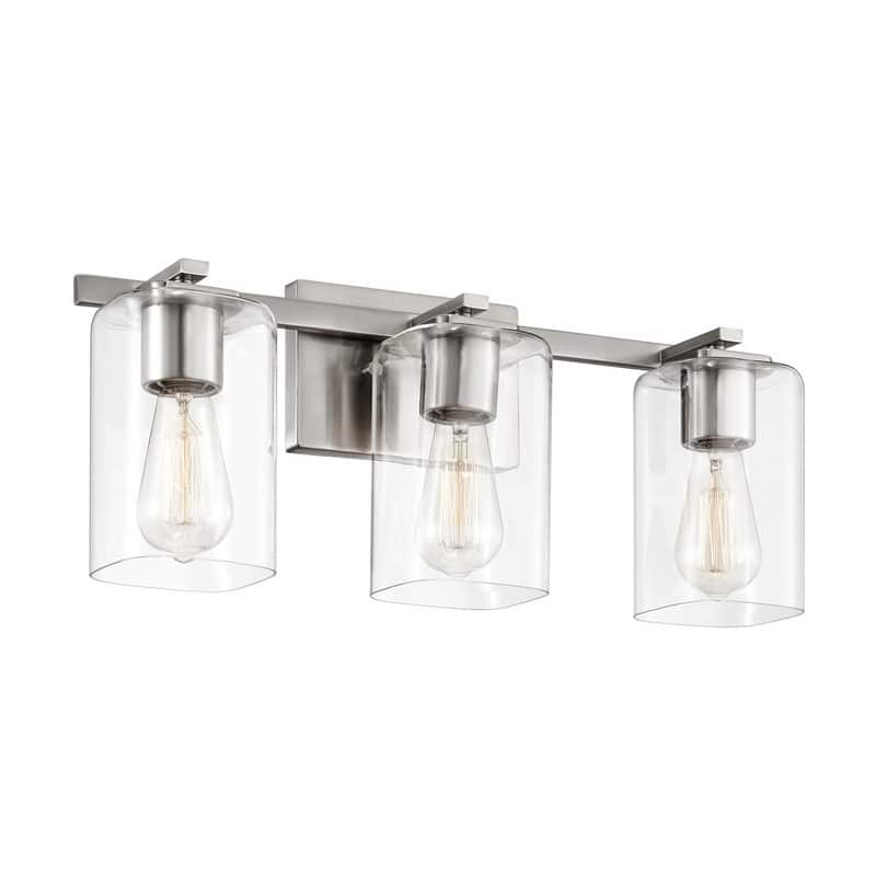KAWOTI 20.75in. 3-light Brushed Nickel Glass Bathroom Vanity Light