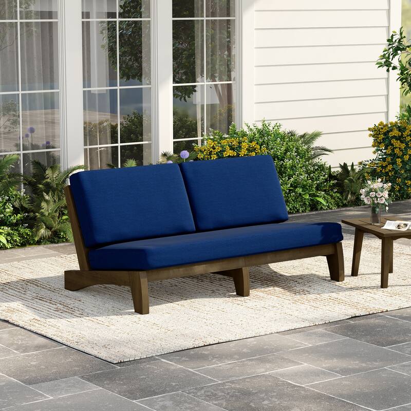 3 Seat Wood 64" W Outdoor Patio Sofa with Cushion