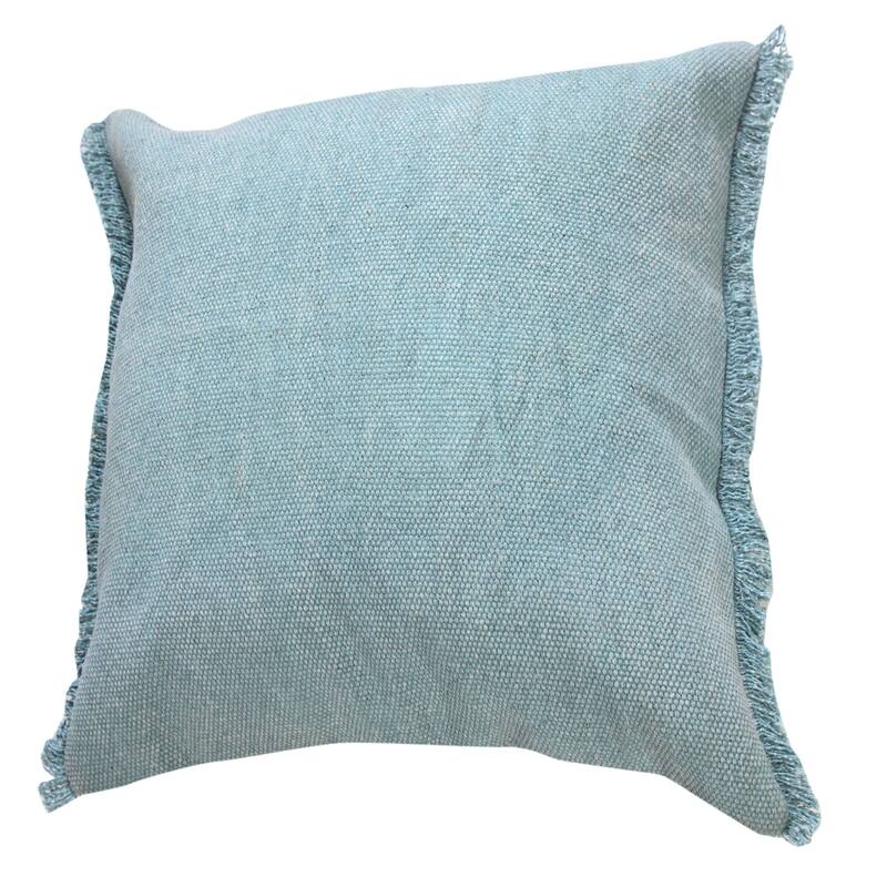 20" Blue Solid Fringe Square Throw Pillow
