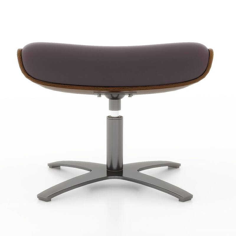 Jovan 20.5" Mid-Century Modern Genuine Leather Footstool Ottoman