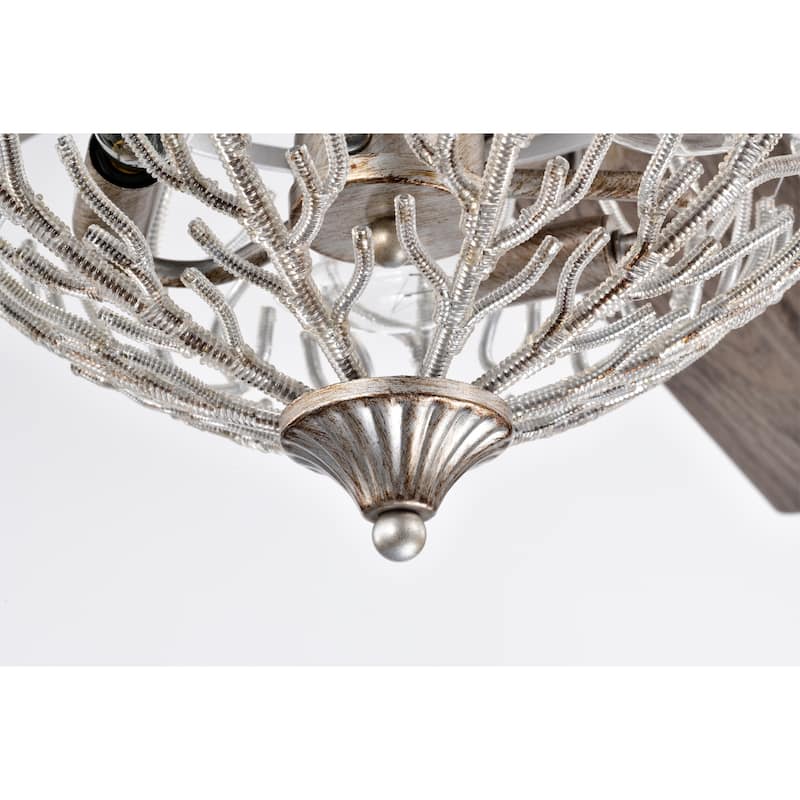 Kannon 52 Inch Ceiling Fan Antique Silver Finish Shabby Chic Style with Remote