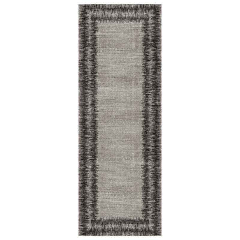 Gertmenian Crystal Print Soft Flat Pile Polyester Slip Resistant Washable Indoor Printed Area Rug Collection - 2' 2" x 6' - Davina Charcoal - Runner