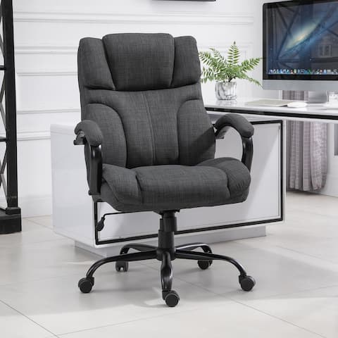 Vinsetto Swivel Ergonomic Big & Tall Office Computer Desk Chair with 5 Univeral Wheels & a Linen Finish