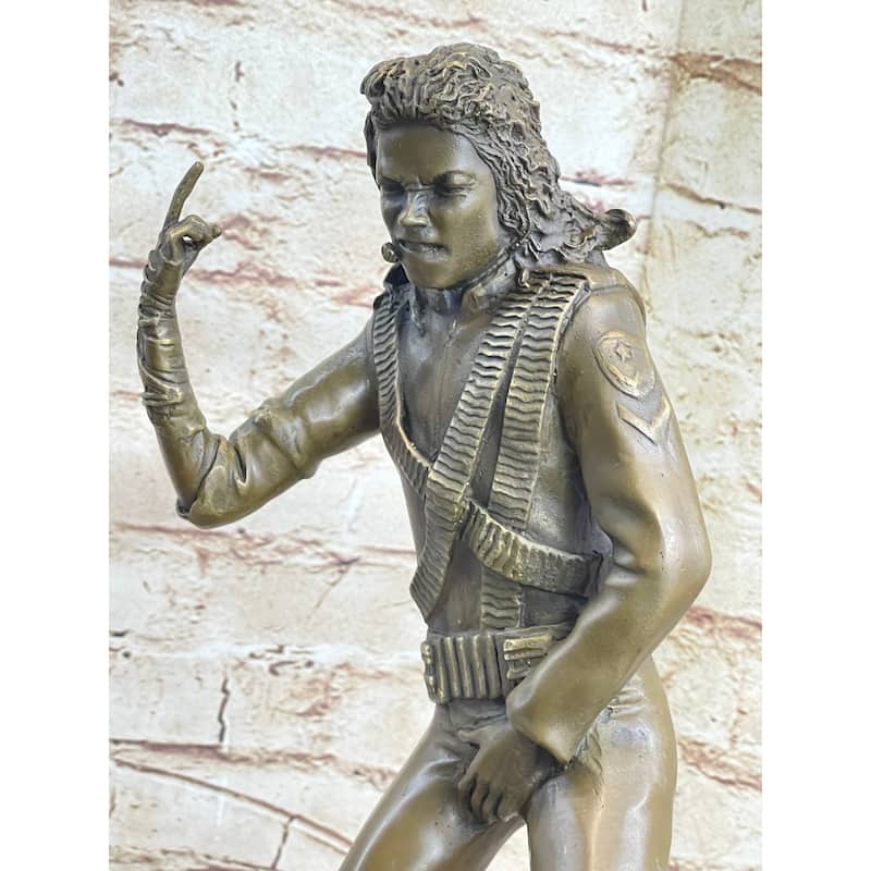 Original Aldo Vitaleh Michael Jackson Bronze Sculpture Figurine Marble Base Deco