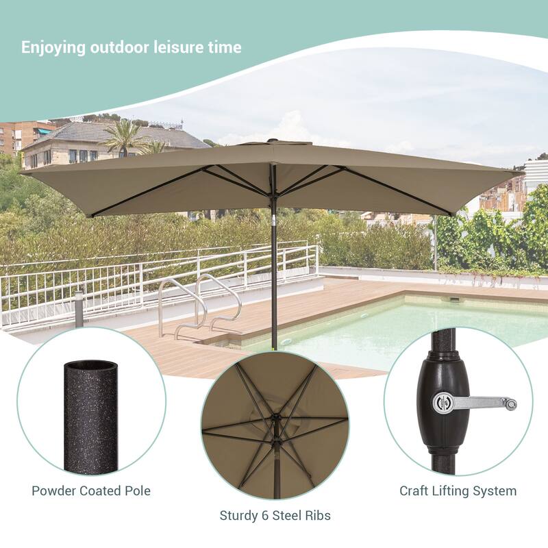 AOOLIMICS 10×6.5FT Rectangular Patio Umbrella with UV Protection, Easy Tilt, and Wind-Resistant Features