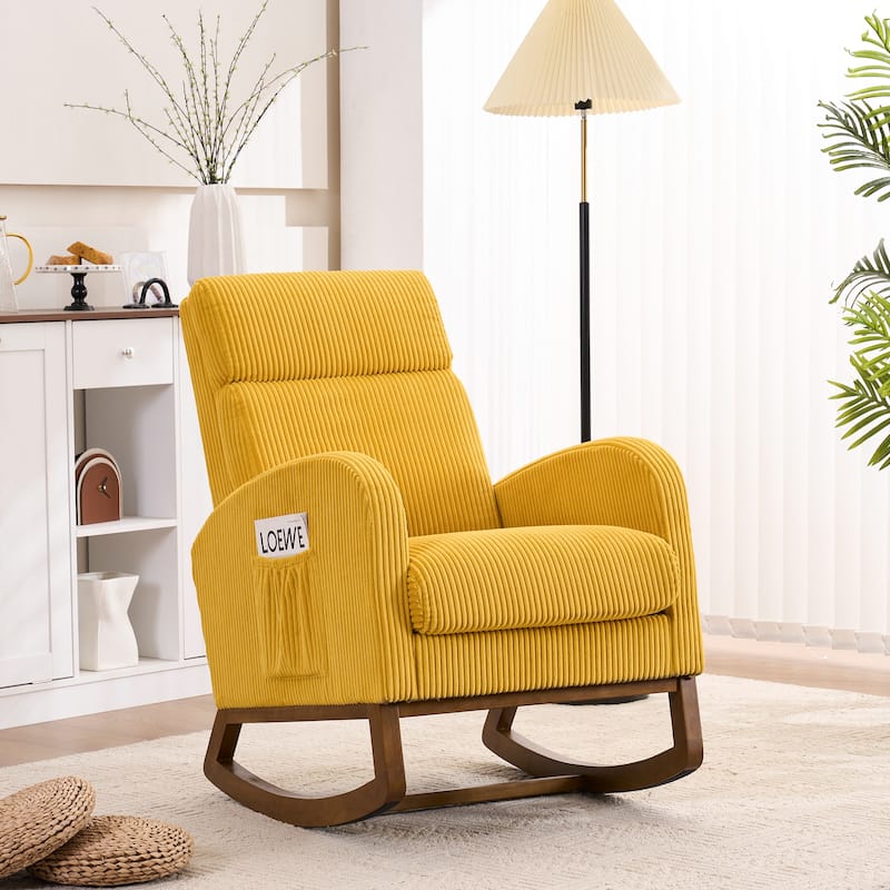 Comfortable fabric lounge rocker, corner reading rocker for living room