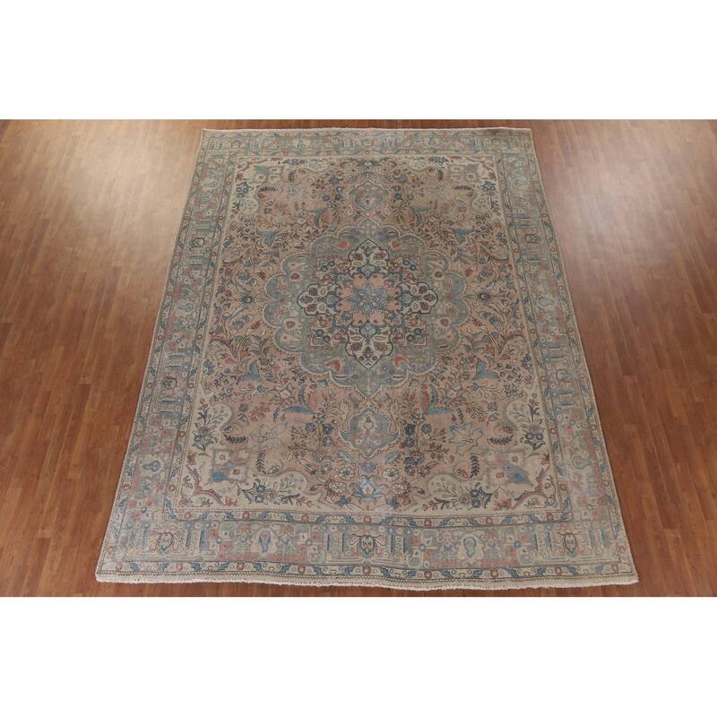 Hand Knotted Oriental 100% Wool Carpet Traditional Floral Pink Tabriz Area Rug - 12' 6'' X 9' 6''
