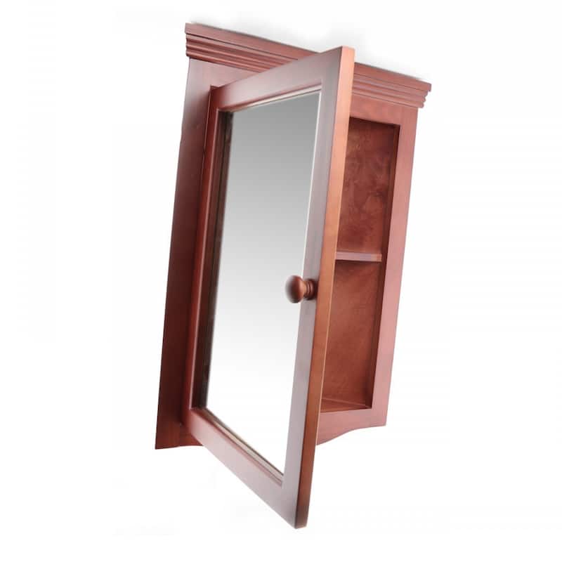 Medicine Cabinets 27 1/8" x 20 1/8" Cherry Wood Corner Medicine Cabinet with Mirror and Mounting Hardware Renovators Supply
