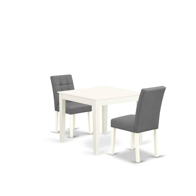 Vintage 3 Piece Dining Set - Square Table & 2 Chairs - Linen White Kitchen Table