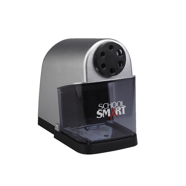 School Smart 6-Hole Electric Sharpener, 7 x 4-1/2 x 7-3/8 Inches, Black/Silver. Opens flyout.
