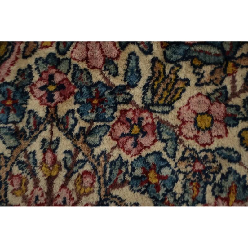 Hand Knotted Oriental 100% Wool Carpet Traditional Floral Beige & Ivories Kerman Area Rug - 15' 2'' X 8' 6''