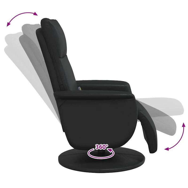 vidaXL Massage Recliner Chair Black Faux leather, plywood, metal Single