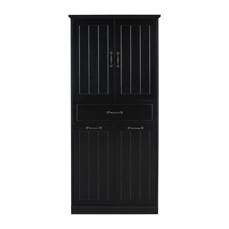 Tall Laundry Floor Cabinet with Removable Baskets, Waterproof Bathroom Storage Cabinet with Adjustable Shelf & Drawer