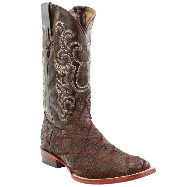 Ferrini Ostrich Patchwork Square Toe Mens Western Cowboy Boots - On ...