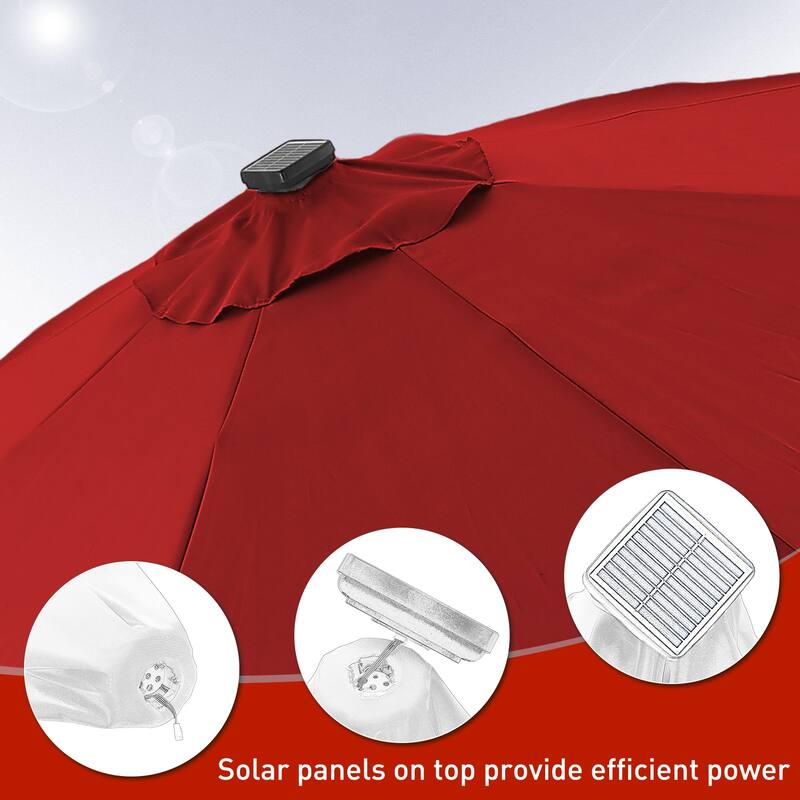 10ft Patio Umbrella with Lights Outdoor Solar Umbrella