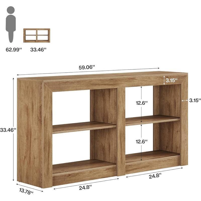 59-Inch Farmhouse Console Hallway Table for Entryway, Wood Console Behind Couch - 59.1" L x 13.8" W x 33.5" H