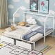 preview thumbnail 1 of 5, Twin XL to King Twin Size House-shaped Platform Bed with 2 Drawers, Metal Bed for Bedroom, Space-saving, White White