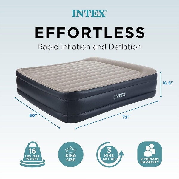 thumbnail image 2 of Intex Dura Beam Plus Deluxe Air Mattress – King Size, Built-In Pump, Raised Comfort 2 of 10