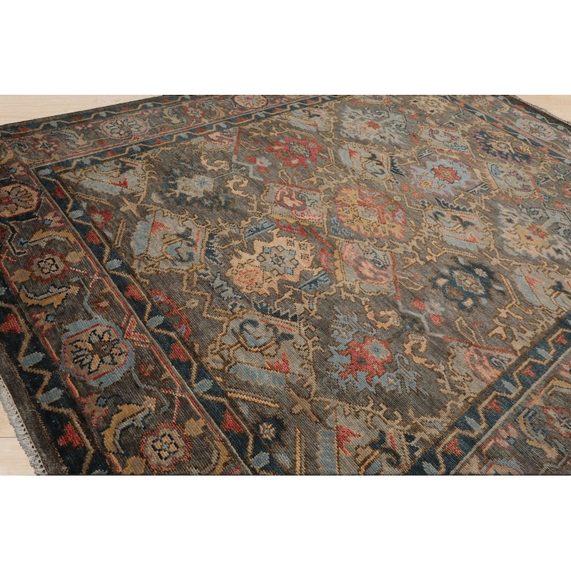 Hand Knotted Arts & Craft Mossy Gray Turkish Oushak 100% Wool Area Rug