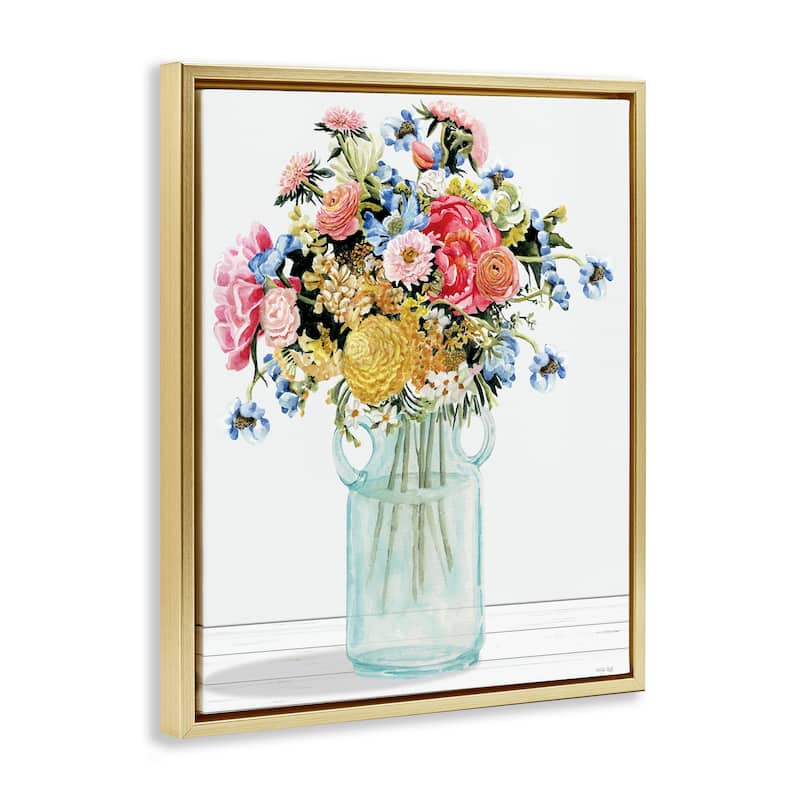 Stupell Country Classic Bouquet Framed Floater Canvas Wall Art Design By Cindy Jacobs