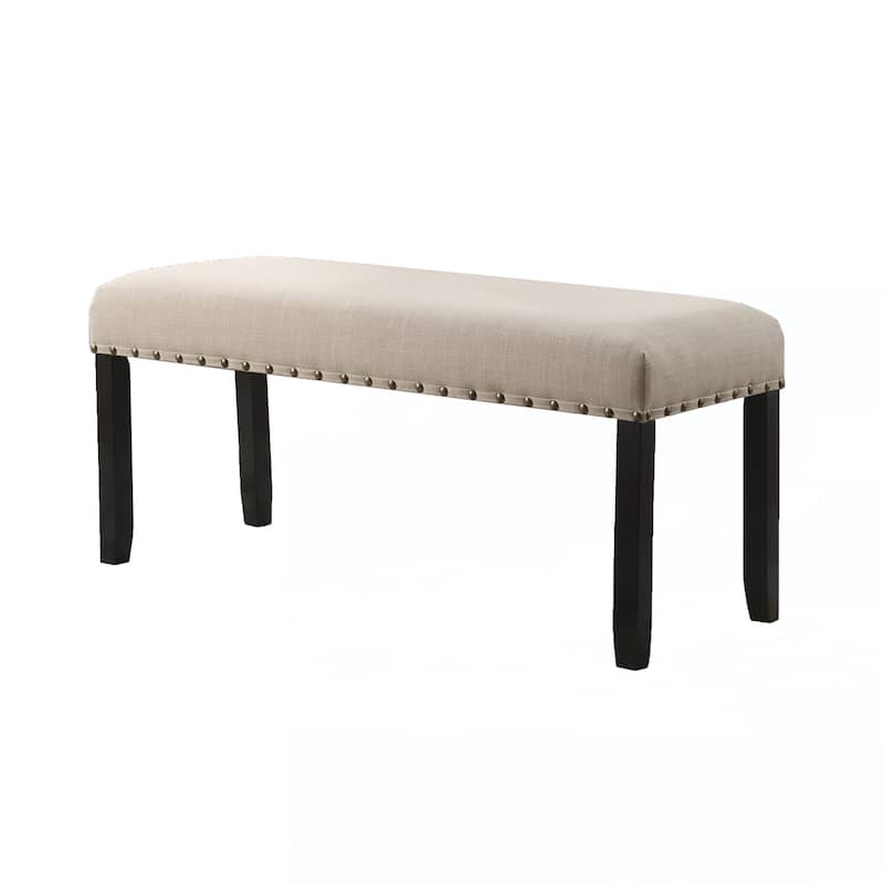 Fabric Dining Bench with Nailhead Trim,Tan