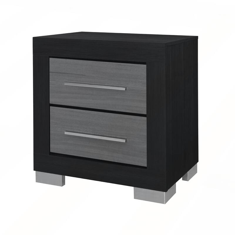 Black and Grey Nightstand with Spacious Drawers for Modern Bedrooms