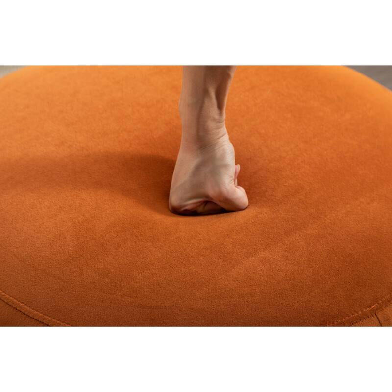 Velvet Storage Ottoman Footstool with Wooden Shelving