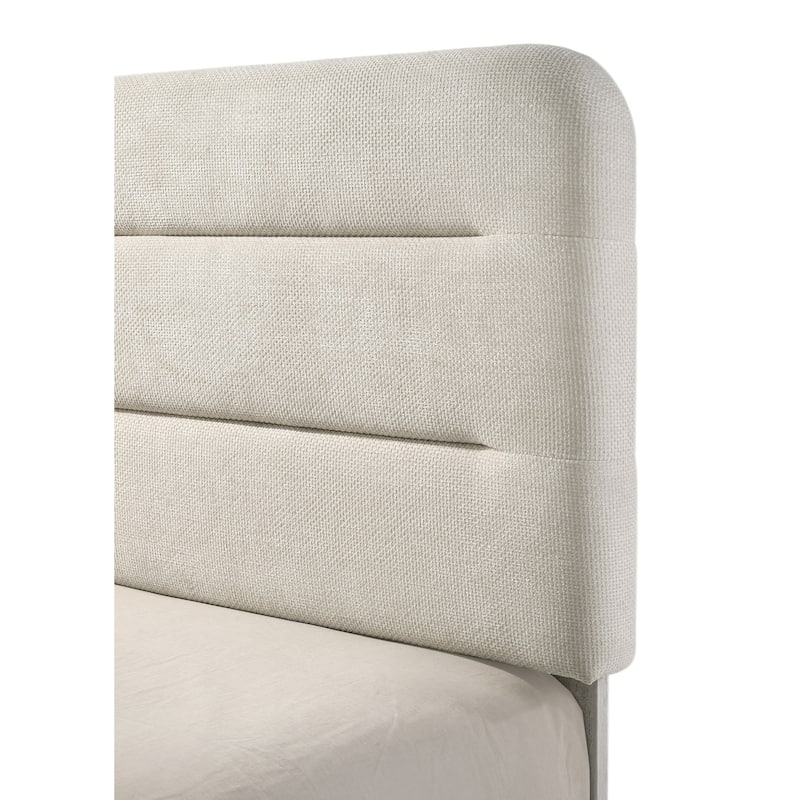 Queen Size Upholstered Panel Bed in Antique White