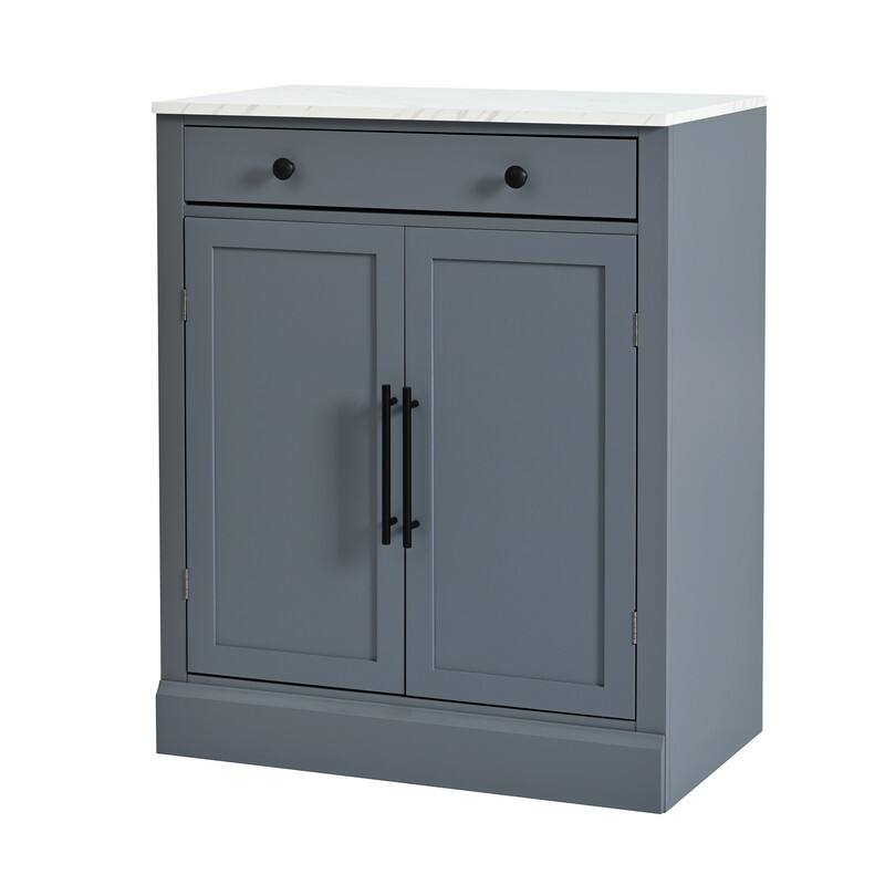 Modern Freestanding Kitchen Pantry,Buffet Food Storage, Coffee Bar Cabinet with Drawer, 2 Adjustable Shelves,2 Door Shelves