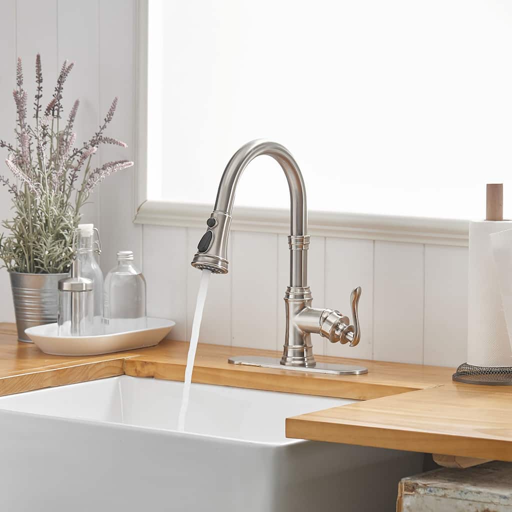 Singe Handle Pull Out Brushed Nickel Waterfall kitchen Faucet
