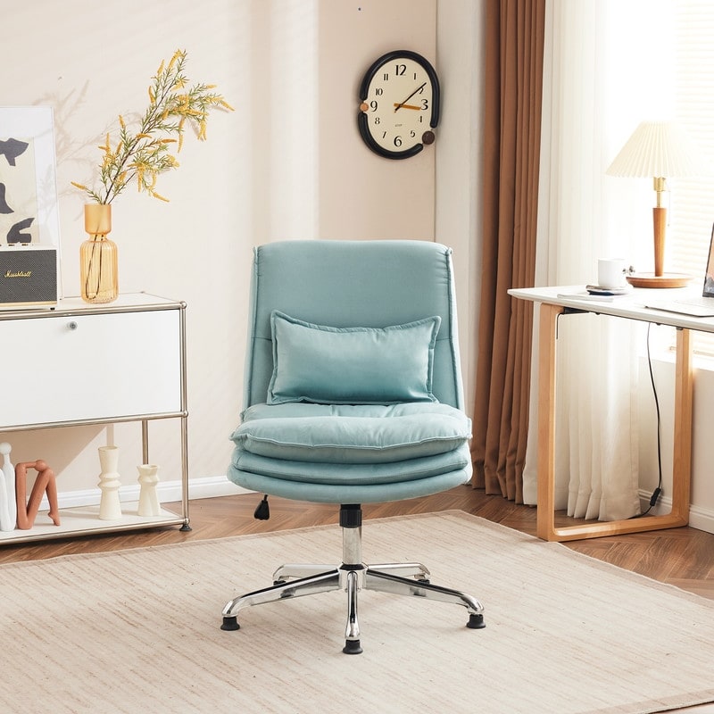 Upholstered Armless Polyester Fiber Task Office Chair