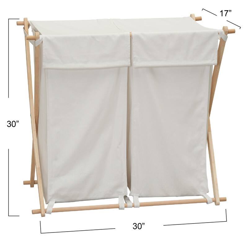 Household Essentials Folding X-Frame Wood Laundry Hamper